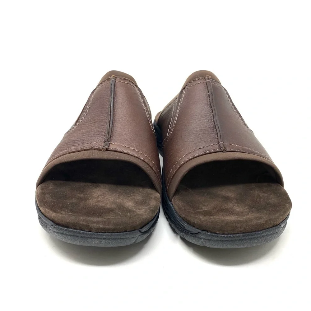 Dunham Cutter Leather Slides Brown